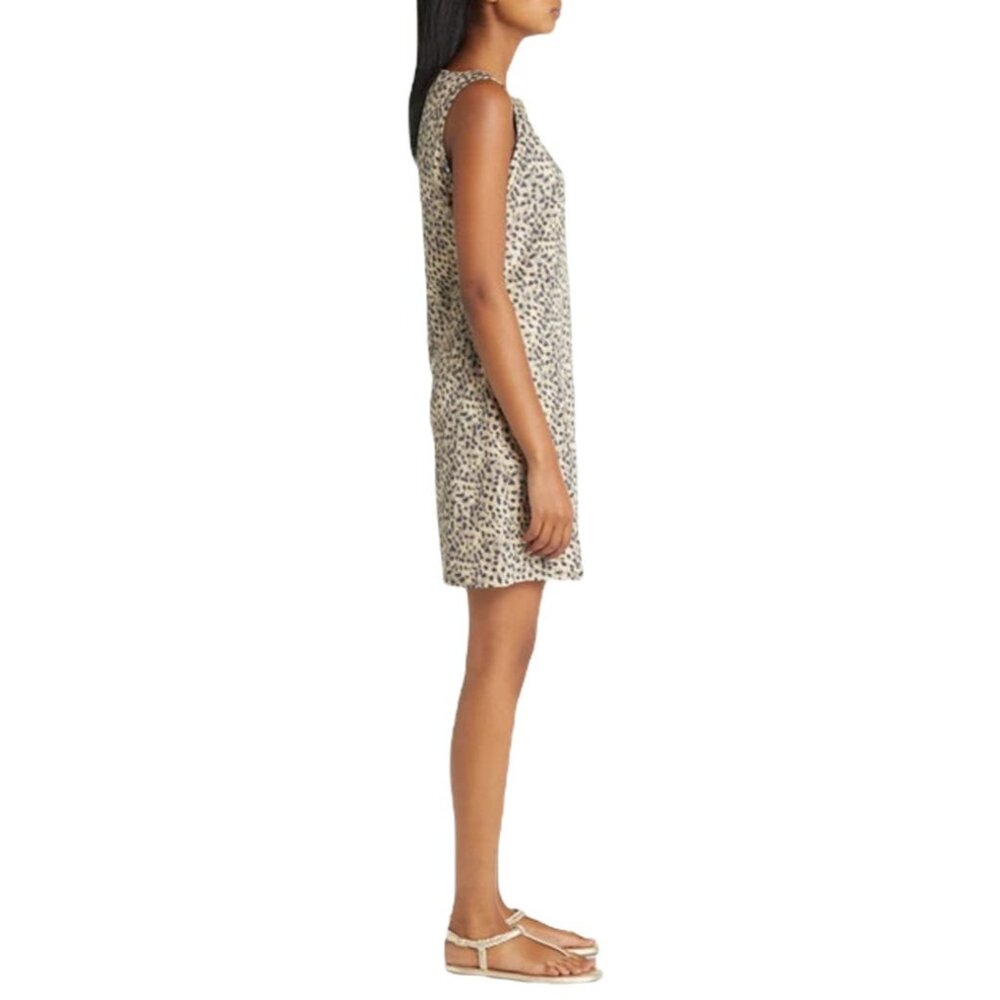 Tommy Bahama Darcy Leopard Print Shift Dress Large Golden Honey Faux Suede - Picture 3 of 9
